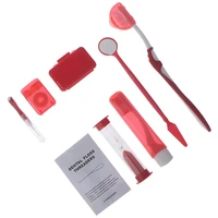 1 set oral cleaning tooth tools kit with storage bag dental teeth orthodontic care suit toothbrush dental floss mouth mirror