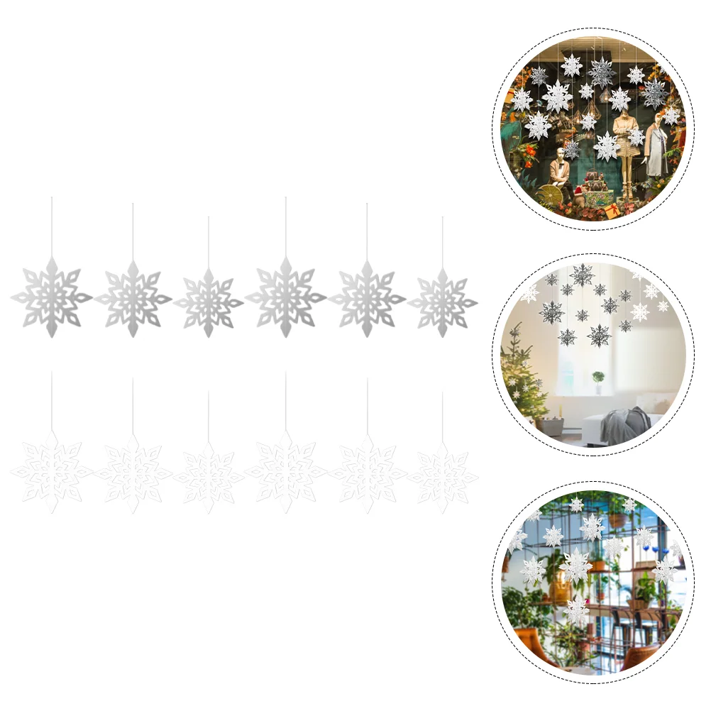 

12pcs Snowflake Shaped Xmas Ornaments Snowflake Adornment Hanging Ornament