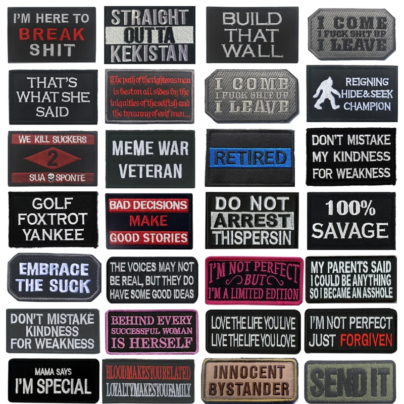 

Badges Embroidery HOOK LOOP Patches Sewings Applique Armbands Patch Clothes Accessories for Backpacks Hat Vest Bags Decorative