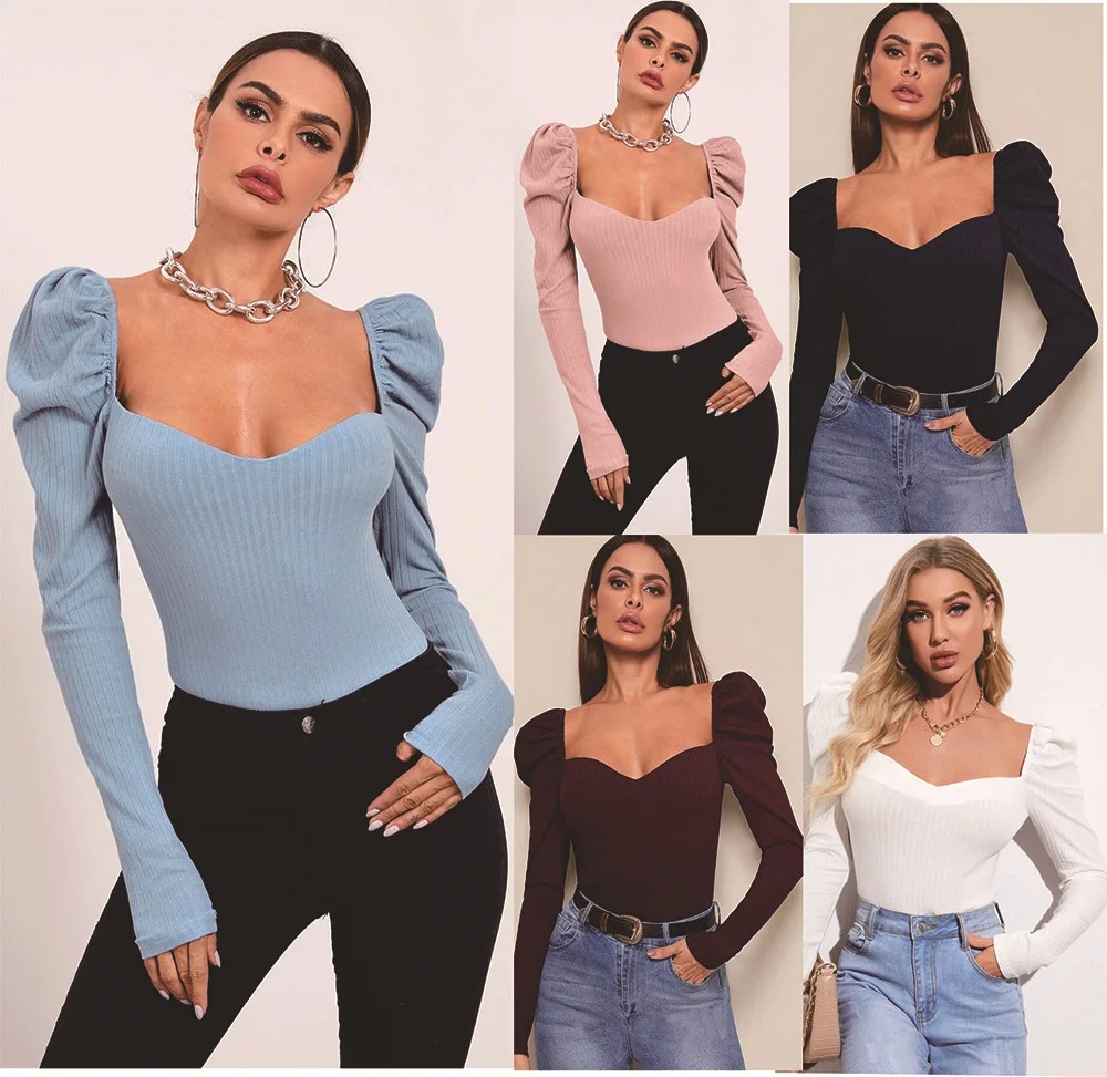 

Square Collar Long Sleeve Woman Sweaters Knitted Pullover Women Spring Autumn Sweater Winter Tops For Women Jumper
