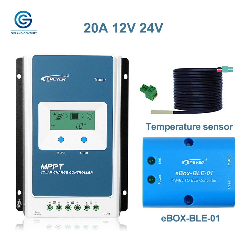 Контроллер солнечной батареи EPever MPPT Tracer2210AN 20A 12 в 24 В регулятор энергии с датчиком
