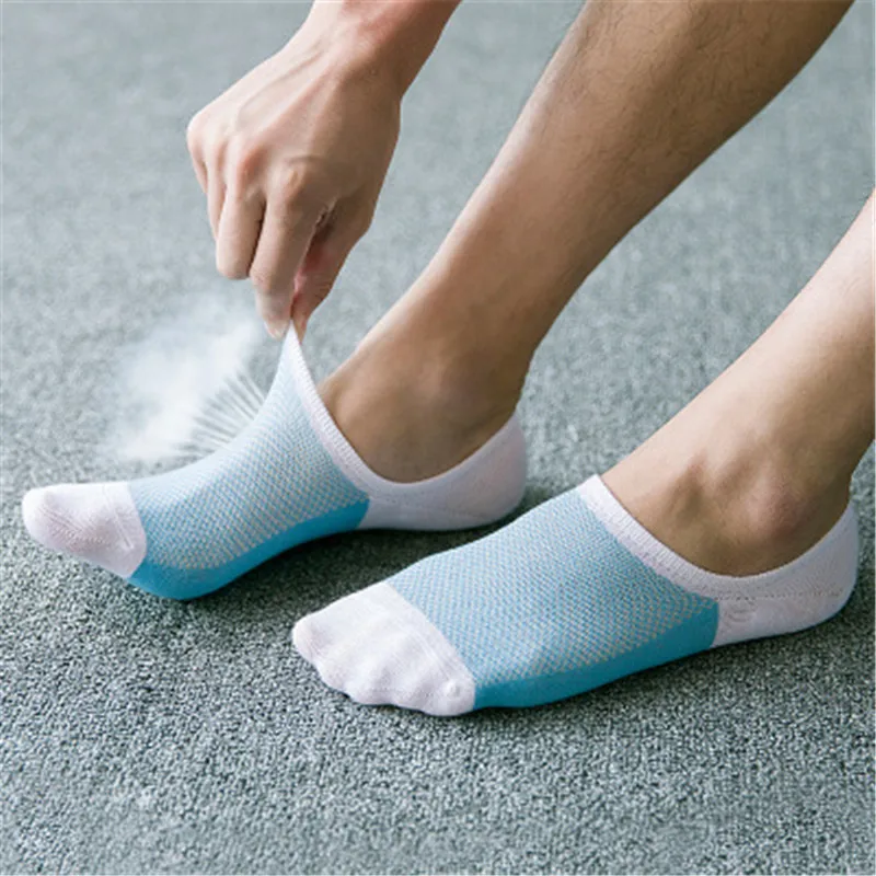 

1 Pair Men Socks Calcetines Hombre Non-slip Silicone Ankle Socks Bamboo Fibre Breathable Casual Boat Socks Male Skarpety Sokken