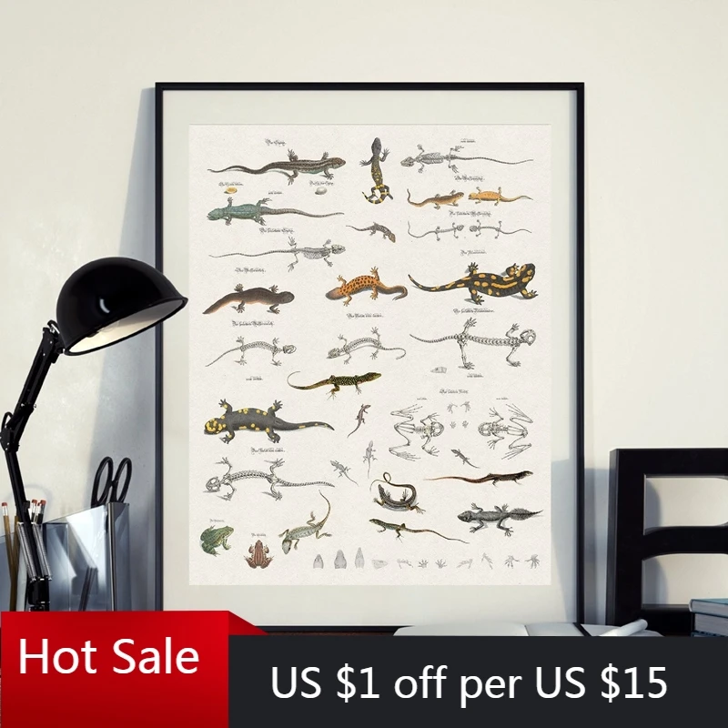 Картина с изображением ящерицы рептилии Естественная история искусство