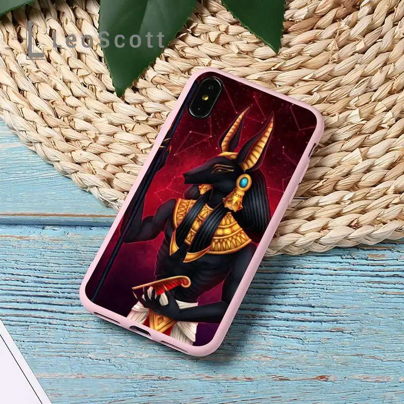 

Egypt Nefertiti Anubis Ankh Phone Case Candy Color for iPhone 11 12 mini pro XS MAX 8 7 6 6S Plus X 5S SE 2020 XR