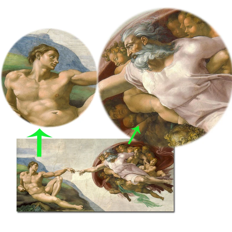 Sistine Chapel Ceiling Fresco of Michelangelo Creation Adam Poster Print on Canvas Wall Art Picture for Living Room Decor | Дом и сад