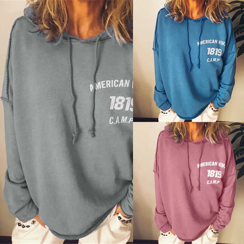 Женские толстовки с буквенным принтом и карманами модная женская Свободная