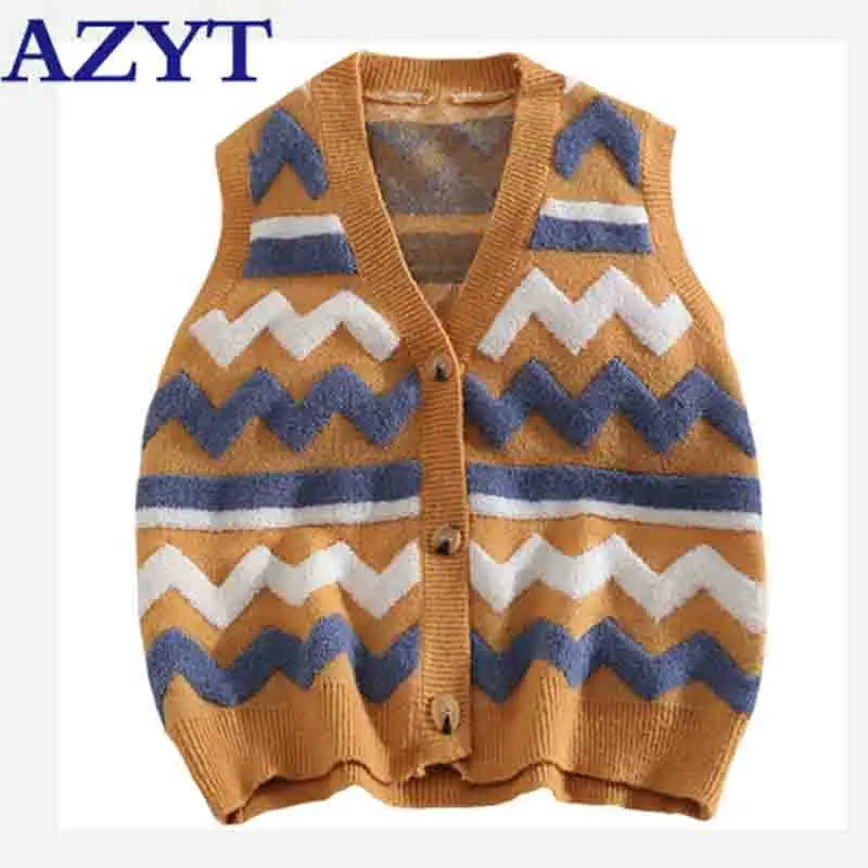 AZYT 2020 новый вязаный кардиган женский жилет пальто осенний Модный Полосатый Топ