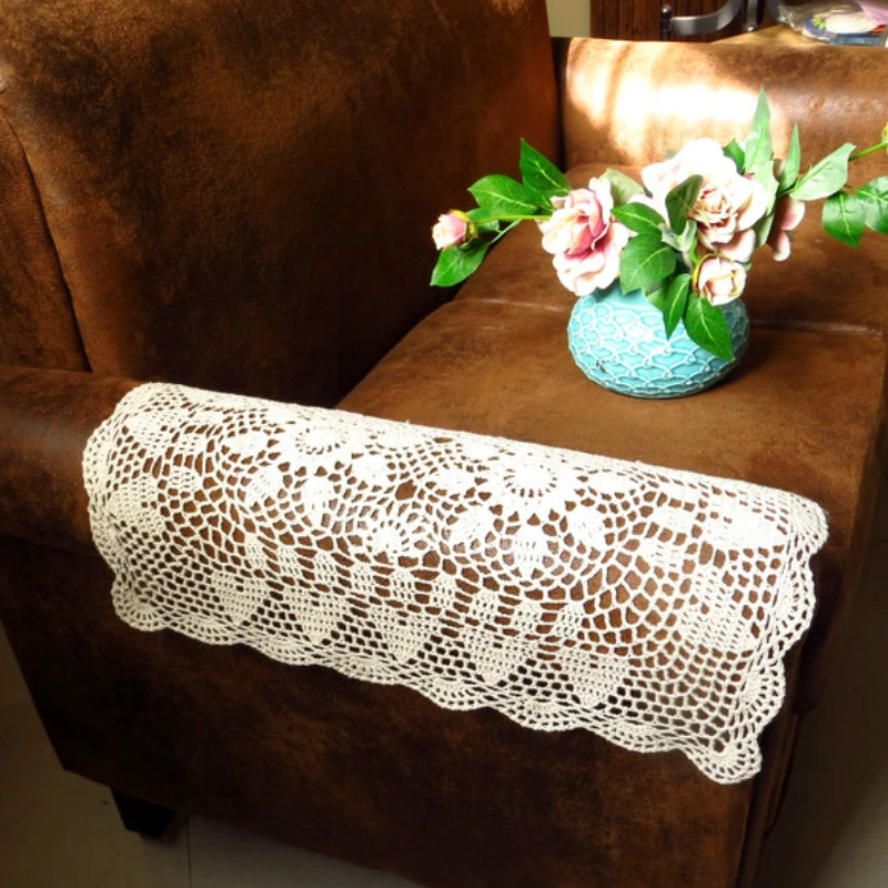Винтажный вязаный крючком цветок кружева ажурный Ретро бежевый белый коврик для