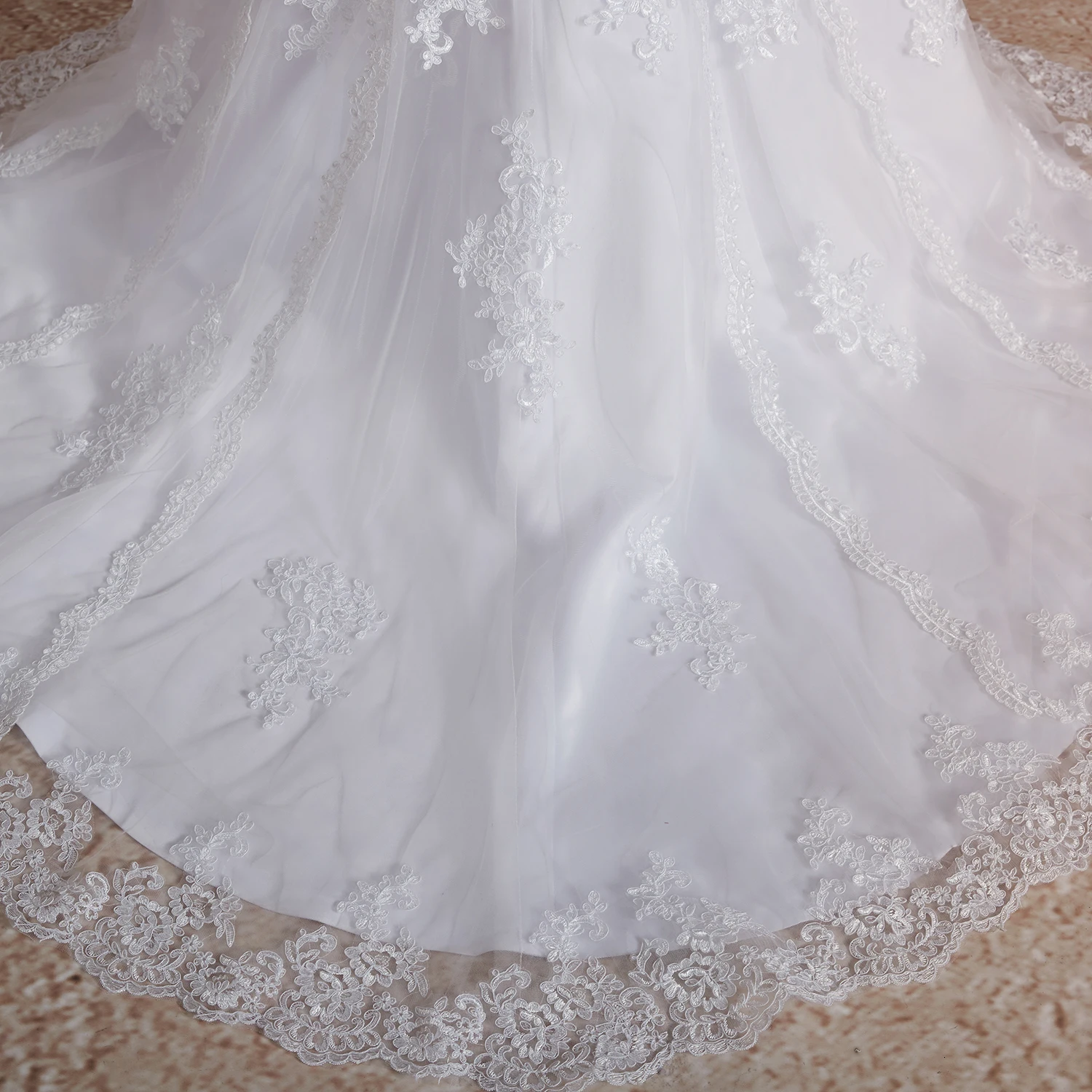 Vivian's Bridal модное свадебное платье из сетчатой ткани с длинными рукавами и кружевной аппликацией, свадебное платье со шлейфом