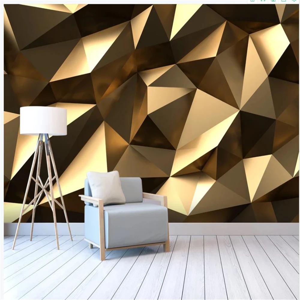 

wall mural photo wallpaper Golden geometric wallpaper abstract space 3d background wall