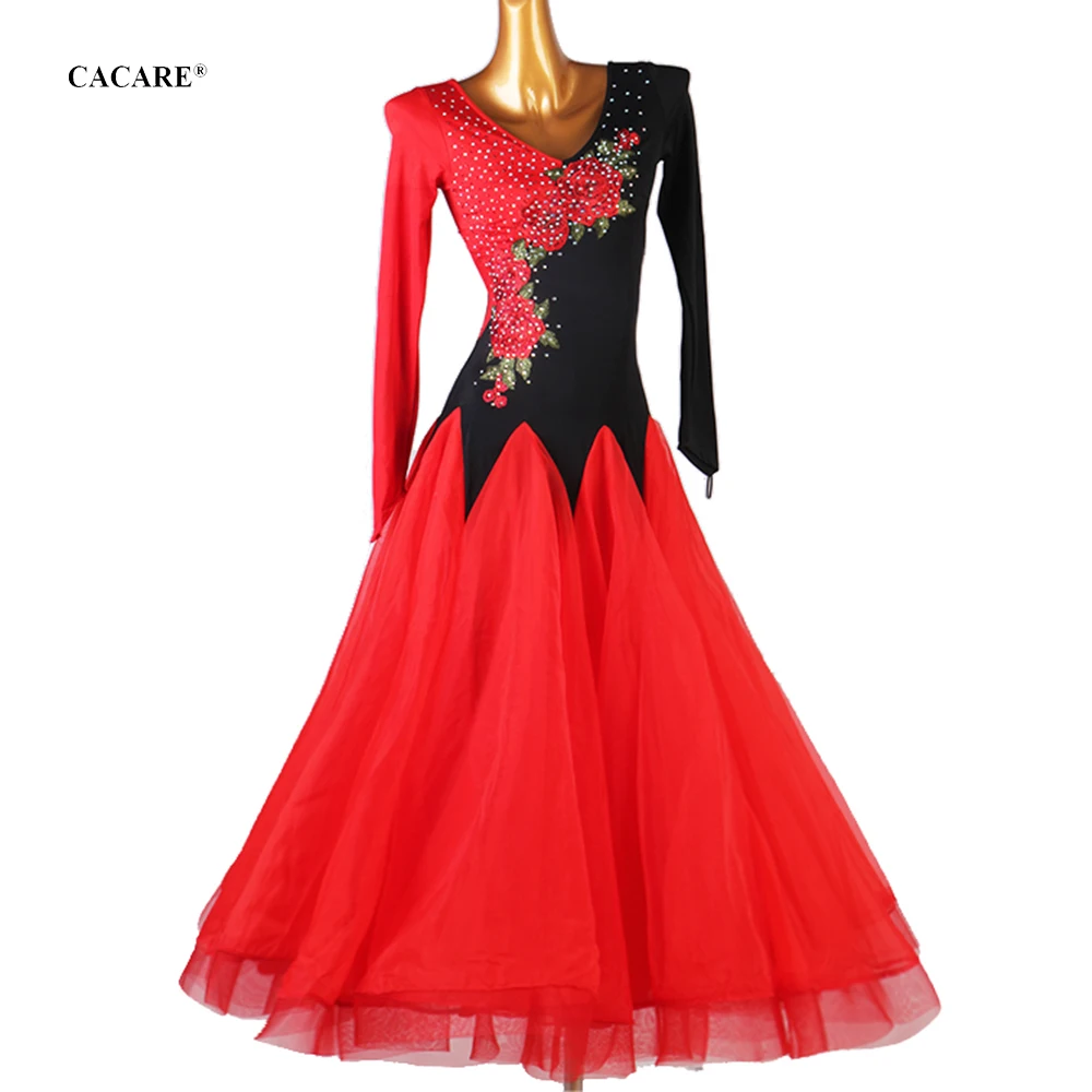 

Ballroom Dance Competition Dresses Women Waltz Dress Standard Dancing Wear Costume Customize D1007 Mesh Sleeve Applique Big Hem
