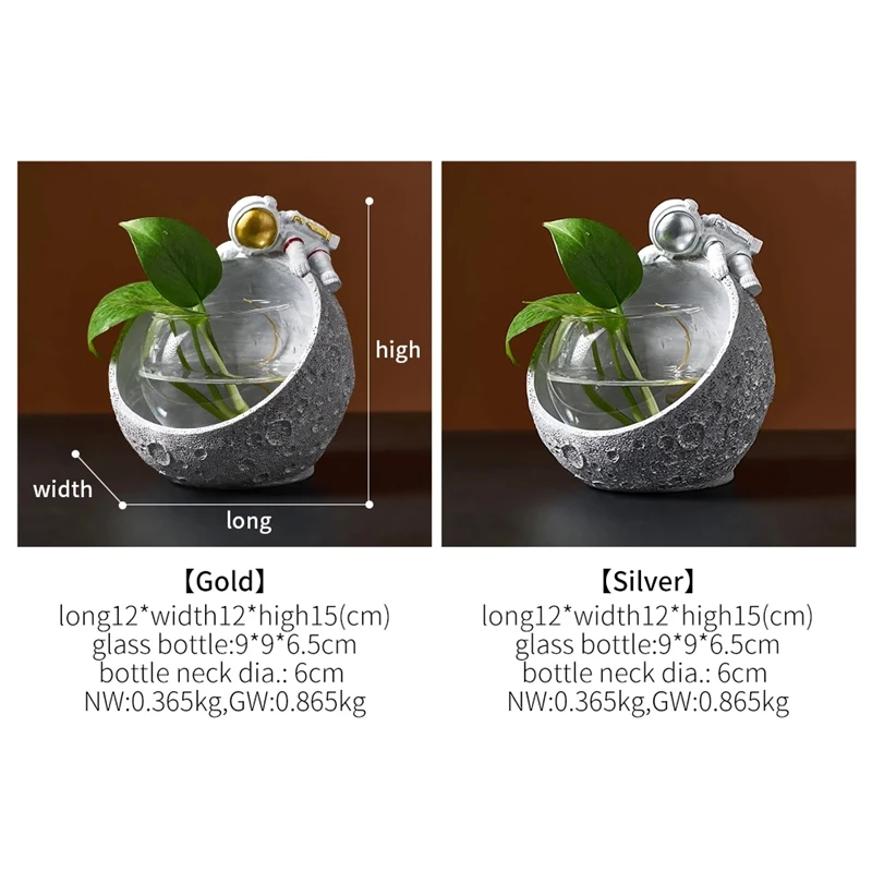 

Creative Cute Astronaut Resin Glass Vase Ornaments Hydroponic Plants Flower Vases Desktop Home Decoration Accessories Gift