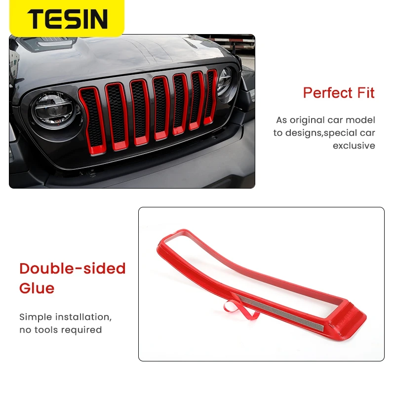 Наклейка TESIN на переднюю панель автомобиля для Jeep Wrangler Sahara JL 2018 + автомобильные