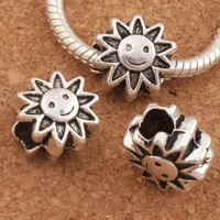 smiling sun face big hole beads 12 5x13mm 80pcs zinc alloy dangle alloy metal jewelry diy l1348