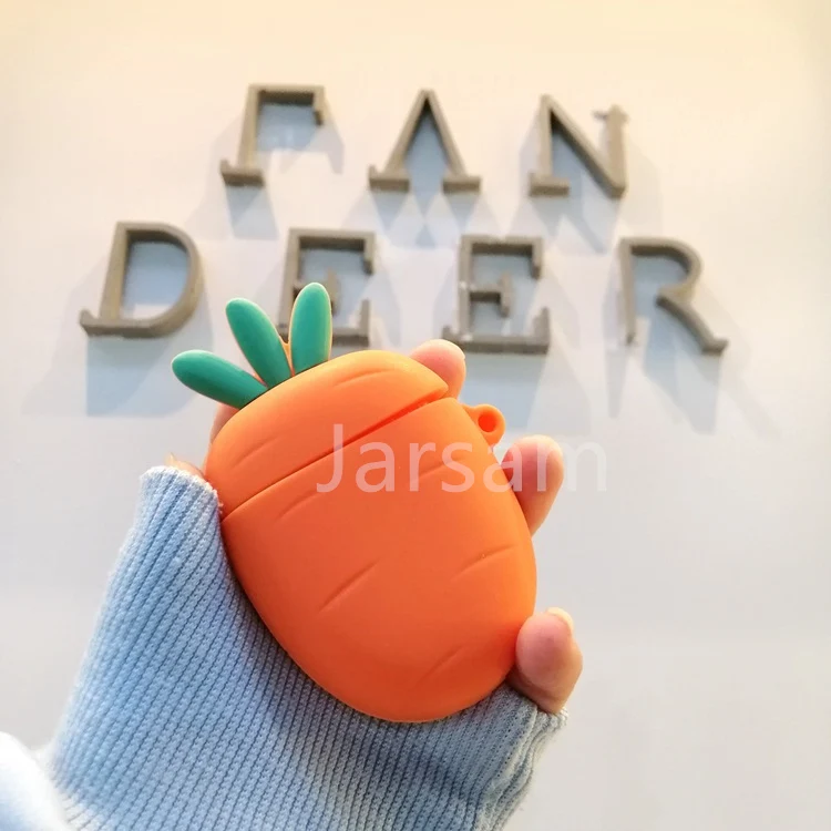 carrot Чехол s для Apple AirPods 2, мягкий мультяшный беспроводной чехол для наушников Air Pods, чехол для зарядки Airpods, силиконовый чехол - Цвет: carrot