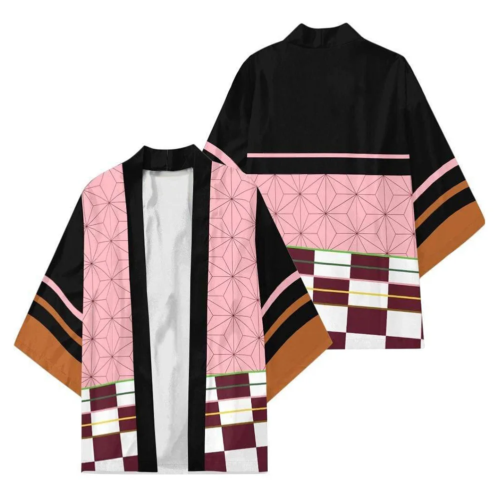 

Demon Slayer Kimetsu no Yaiba Kamado Nezuko Cosplay Cloak Kimono Cardigan Robe Cospaly Costume Print Casual Coat