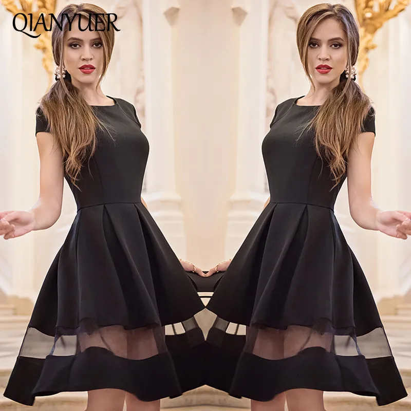 Женское платье из сетчатой пряжи с большим подолом летнее большого размера