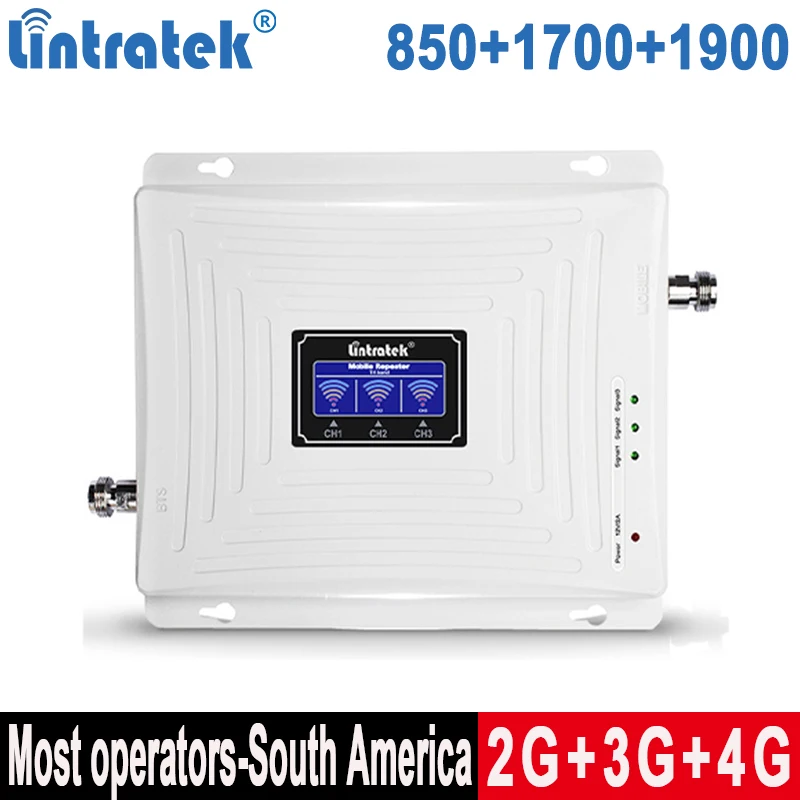 Lintratek 850 2G 1900 3G 4G 1700 МГц трехдиапазонный усилитель сигнала ретранслятор CDMA GSM AWS PCS B5