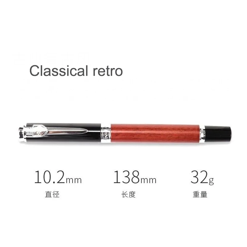 Перьевая ручка Jinhao из розового дерева винтажная с чернилами и тонким