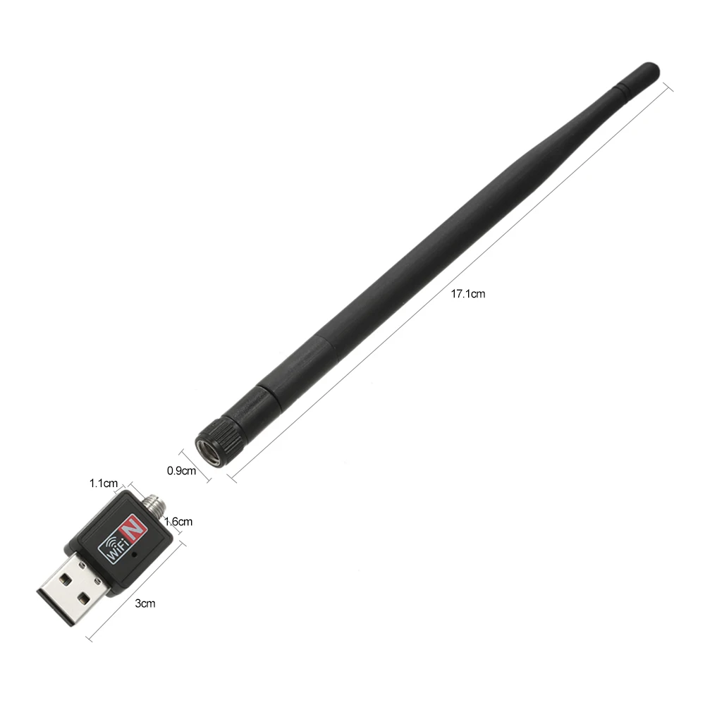 Беспроводной USB Wi Fi адаптер 600 Мбит/с 802.11b/G/N со съемной антенной 2 дБи|SmartTV-стики и