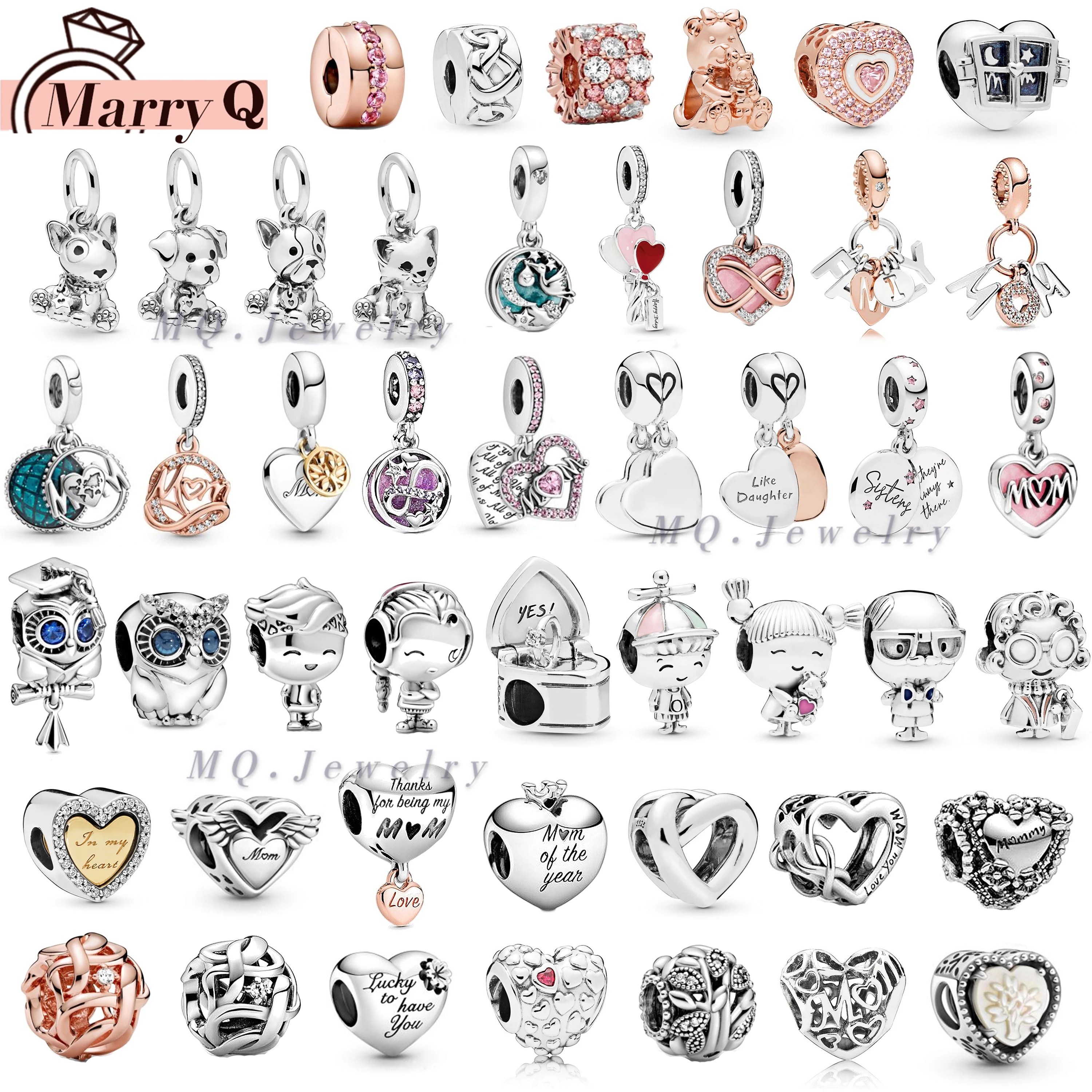 

Mother’s Day 2021 Collection 925 Silver Rose Mum Letters Dangle Propeller Hat Boy Our Promise Charm Fit DIY Original Jewelry
