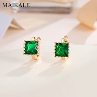 maikale copper classic square multicolor cubic zirconia stud earrings for women jewelry small wedding party gifts high quality