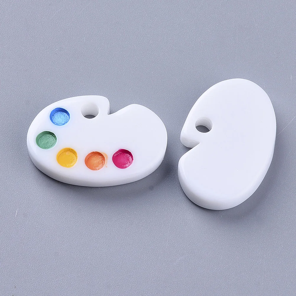 

20pcs Colorful Drawing Board Shape Resin Pendants For DIY Jewelry Making, 24~25x17x4.5mm, Hole: 3mm