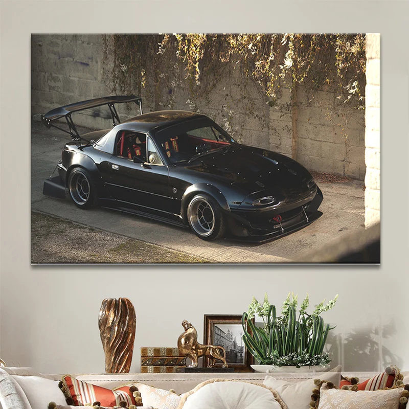 

Mazda MX-5 wide body JDM old car modified sports car poster canvas printing home decoration painting living room bedroom decorat