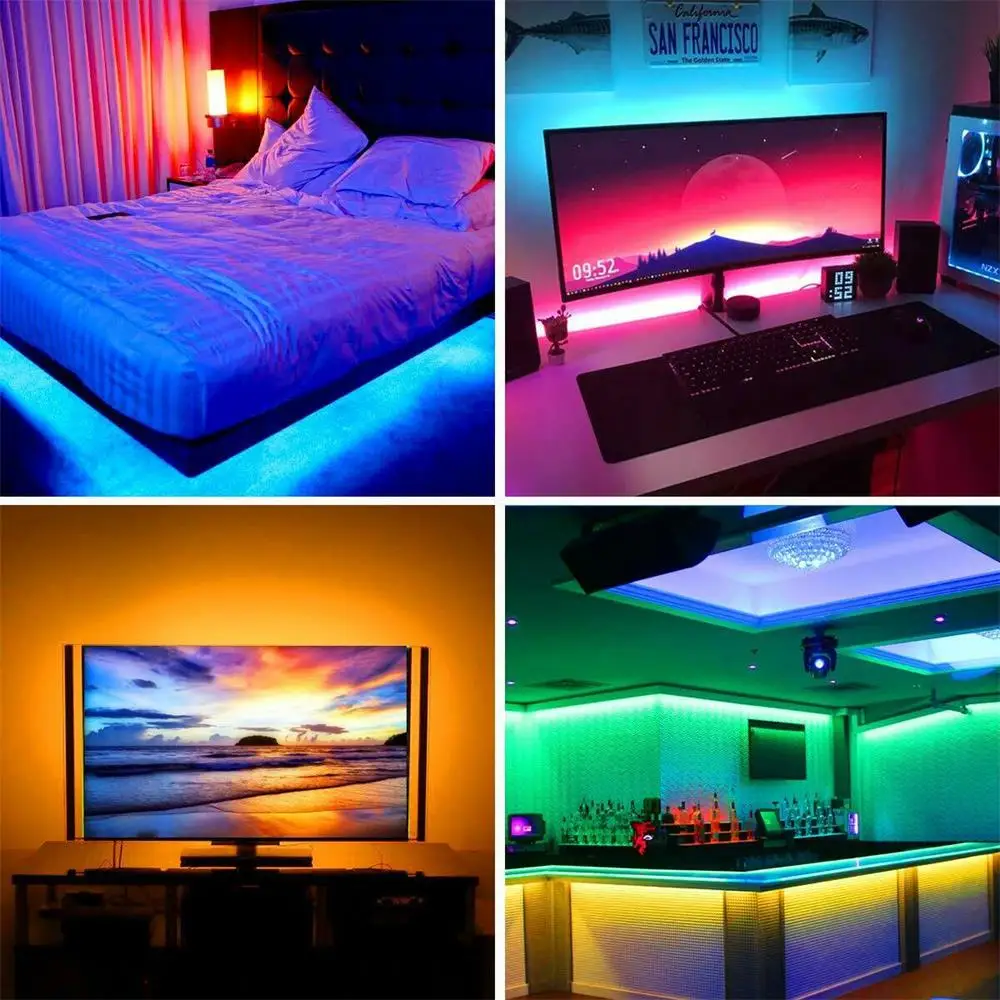 

5050 Infrared LED Strip Remote Control RGB Color Changing String Light Flexible IP65 Under Cabinet Lighting Bedroom TV DIY Decor