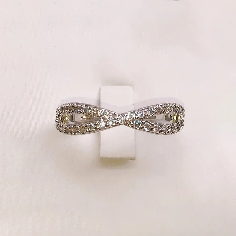 

2019 New Arrival 925anillos Silver Simple Interwoven Ring Ladies Fashion Jewelry Wholesale Jewelry Diamond Rings For Women