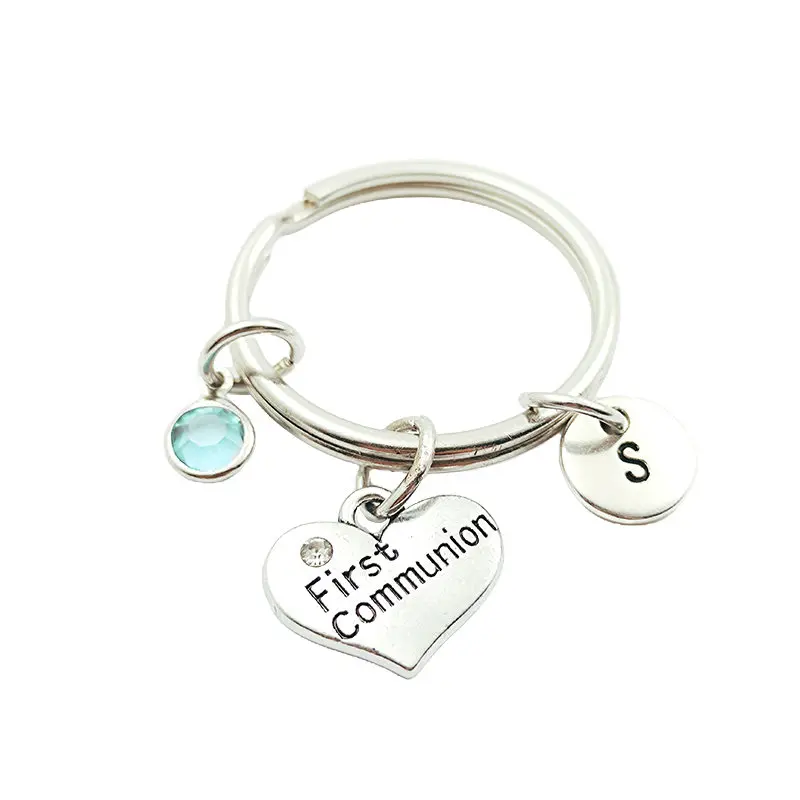 Цепочка для ключей с буквами на Первое причастие креативный брелок камнем