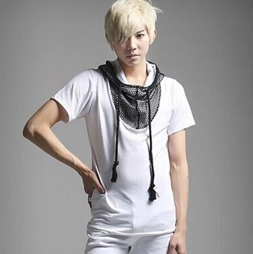 

The Free Shipping New Korean Version Of Hooded Fashion Leisure T - Shirt Stage Performance Clothing / S-3xl