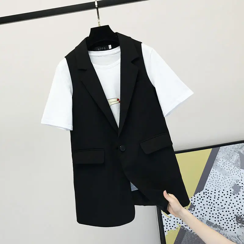

2021 Women Spring Summer New Vintage Vest Female Notched Button Sleeveless Suit Large Size Waistcoat Lady Casual Solid Vest I598