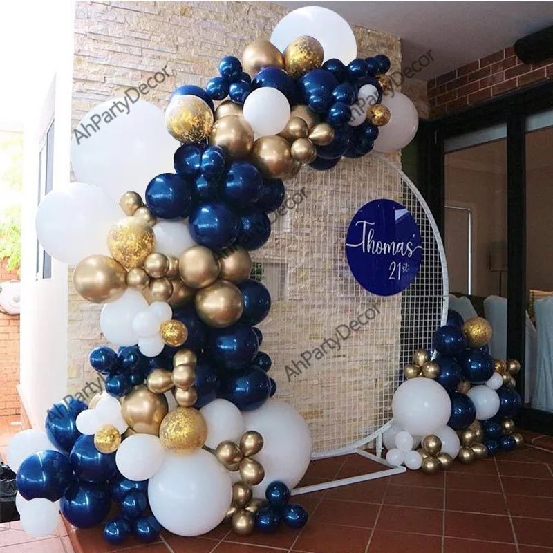 

Metallic Gold Balloon Wedding Garland Night Blue White Balloons Arch Kit 17 13 Years Baby Shower Boy Birthday Party Decoration