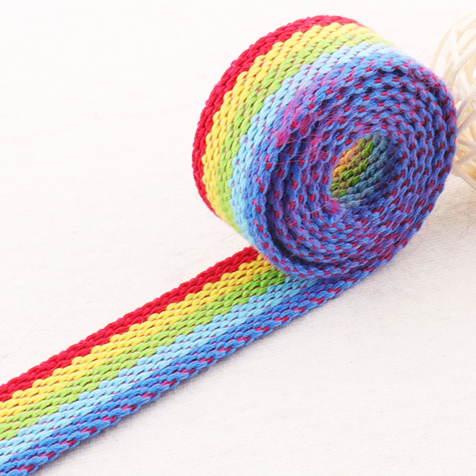 

1"Rainbow Cotton Webbing Heavy Weight Twill Striped Ribbon Bag Purse Tote Straps Totes Belts Strap Handle 25mm cotton canvas