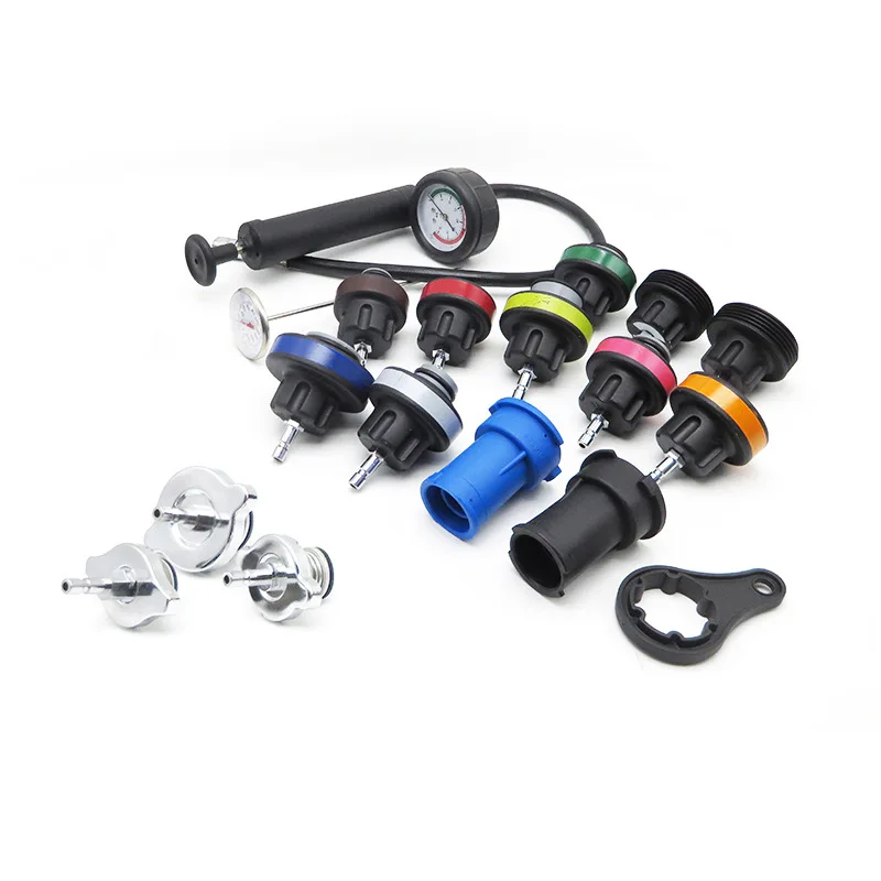 

18pcs Water Tank Leak Detector DIY Car Cooling System Tester Auto Repair Pressure Gauge for Auto Repair Shop