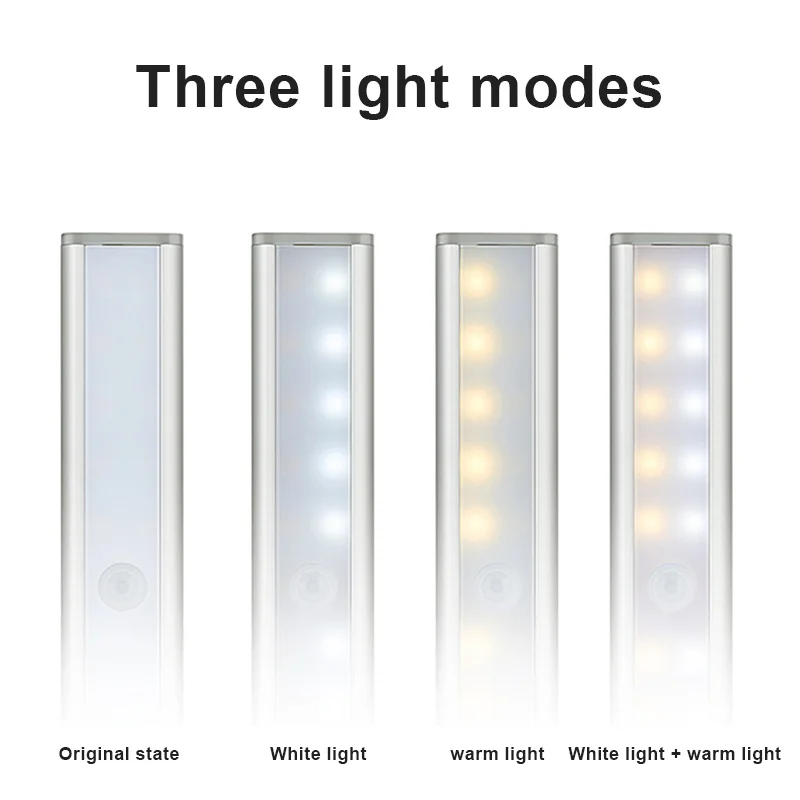 

20 LED Motion Sensor Closet Light with 3 Color Mode Cabinet Light Wireless USB Rechargeable Lights Stick on Anywhere _WK