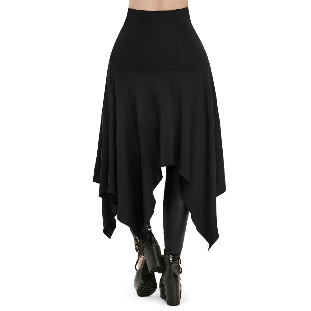 Женская длинная юбка на шнуровке готическая с разрезом спереди трапециевидная