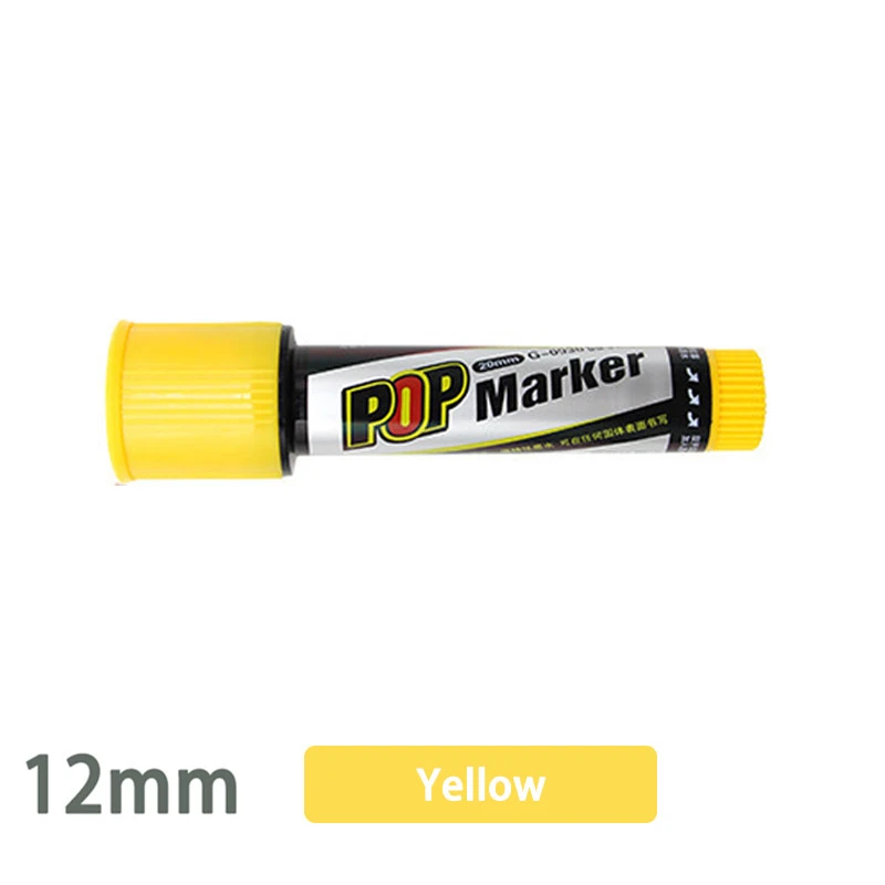 12mm Yellow Несколько цветов Несколько ручек маркеры Кисть ручка ручная роспись плакат кисть фломастер на масляной основе может быть крашена поп-ручка - Цвет: 12mm Yellow