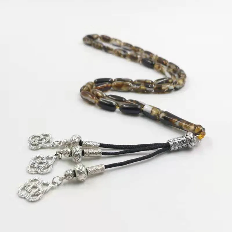 Черно-белая Смола Tasbih 33 мусульманская мисбаха молитвенные бусины специальный