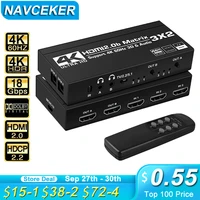 2022 3x2 matrix switch splitter with spdif and lr 3 5mm hdr hdmi compatible switch 4x2 support hdcp 2 2 arc 3d 4k60hz for ps5