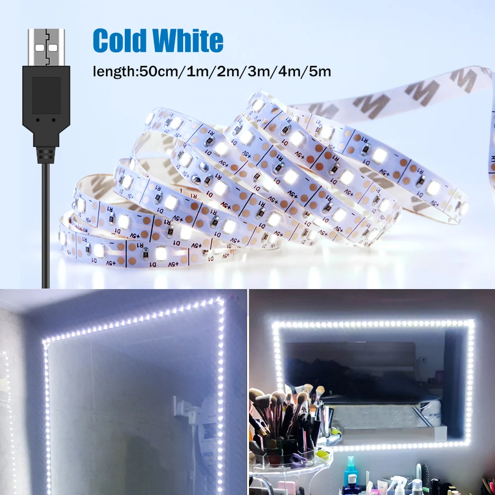 

USB Dressing Table Light 0.5 1 2 3 4 5 M Wall Lamp LED Vanity Mirror Lights Bedroom Stepless Dimmable Hollywood Cosmetic Lamp