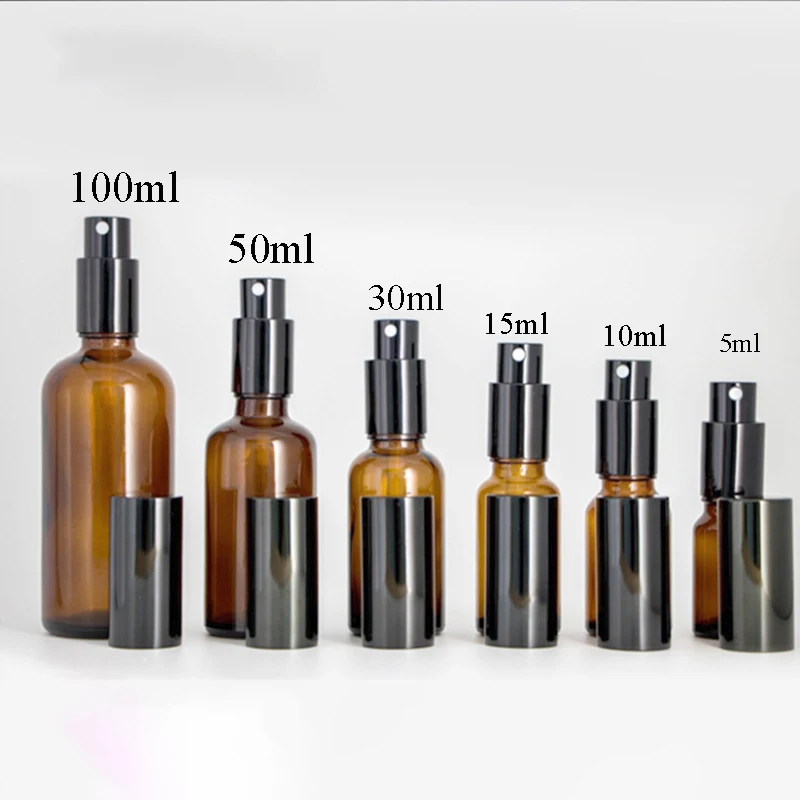 

5ML- 50ML Empty Amber Spray Bottle Brown Glass Spray Bottle Containers Refillable Travel Fine Mist Spray Bottles 5Pcs/10Pcs