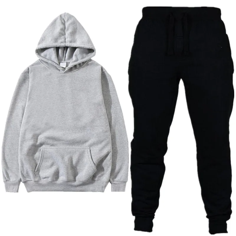 7gray black Спортивный костюм мужские наборы спортивные костюмы мужские толстовки+ брюки костюмы для бега высококачественный хлопковый спортивный костюм для женщин - Цвет: 7gray black