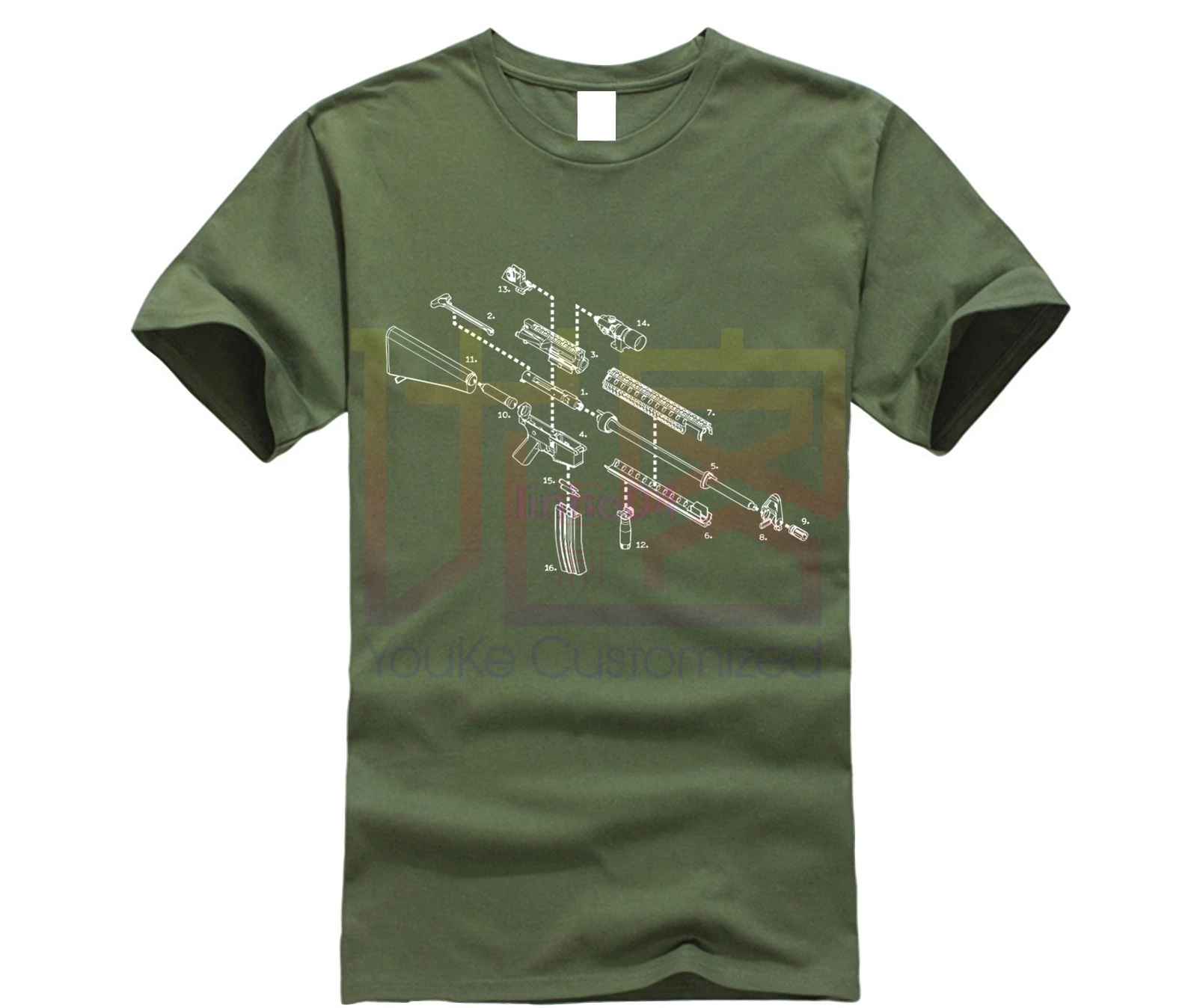 Футболка с изображением AR-15 оружия | Мужская одежда