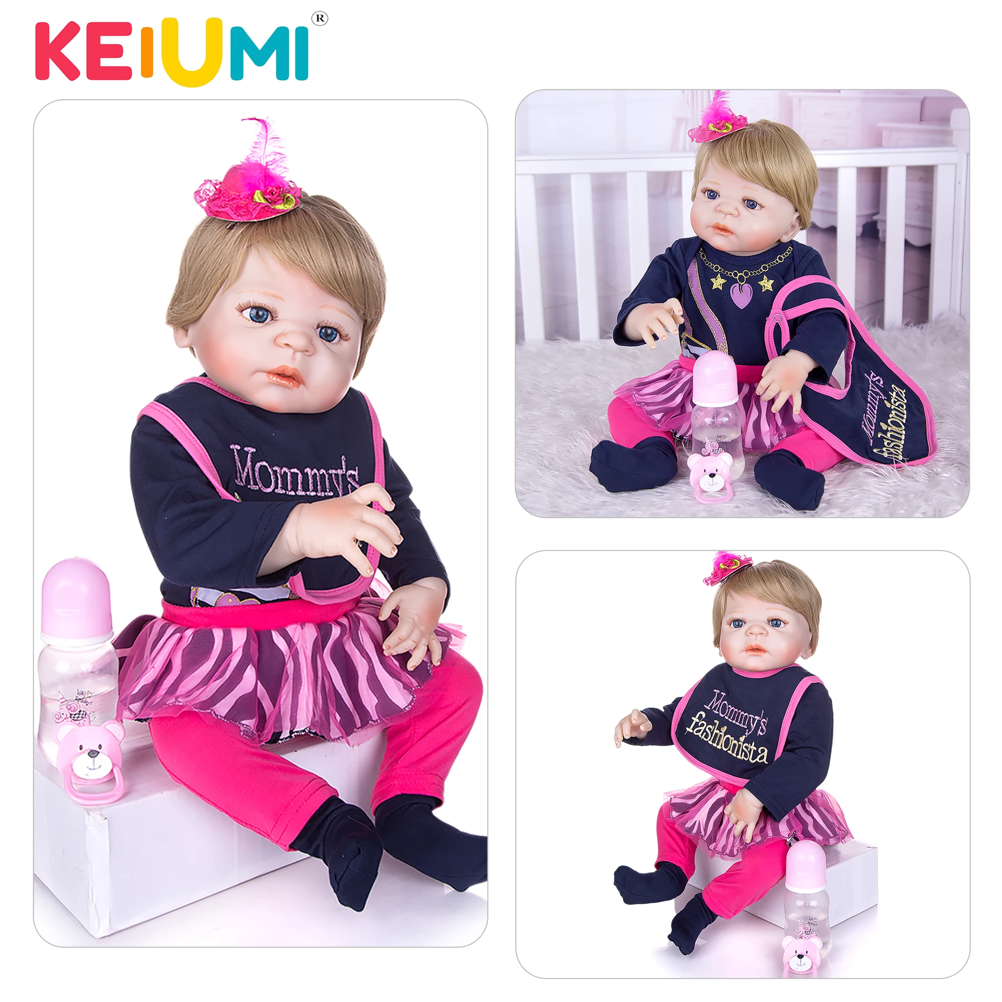 KEIUMI Реалистичная кукла Reborn Baby игрушки силиконовый чехол для всего тела 23 &quot57 см