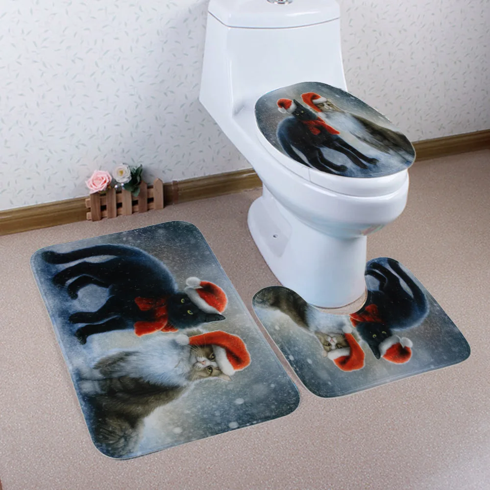 Christmas bath mat20 Рождественский коврик для ванной Wc, сиденье для унитаза, чехол, коврик для туалета туалет, подогреватель сидений, тапас, коврик для туалета, декоративная кювета, Рождественский комод для ванной комнаты - Цвет: Christmas bath mat20