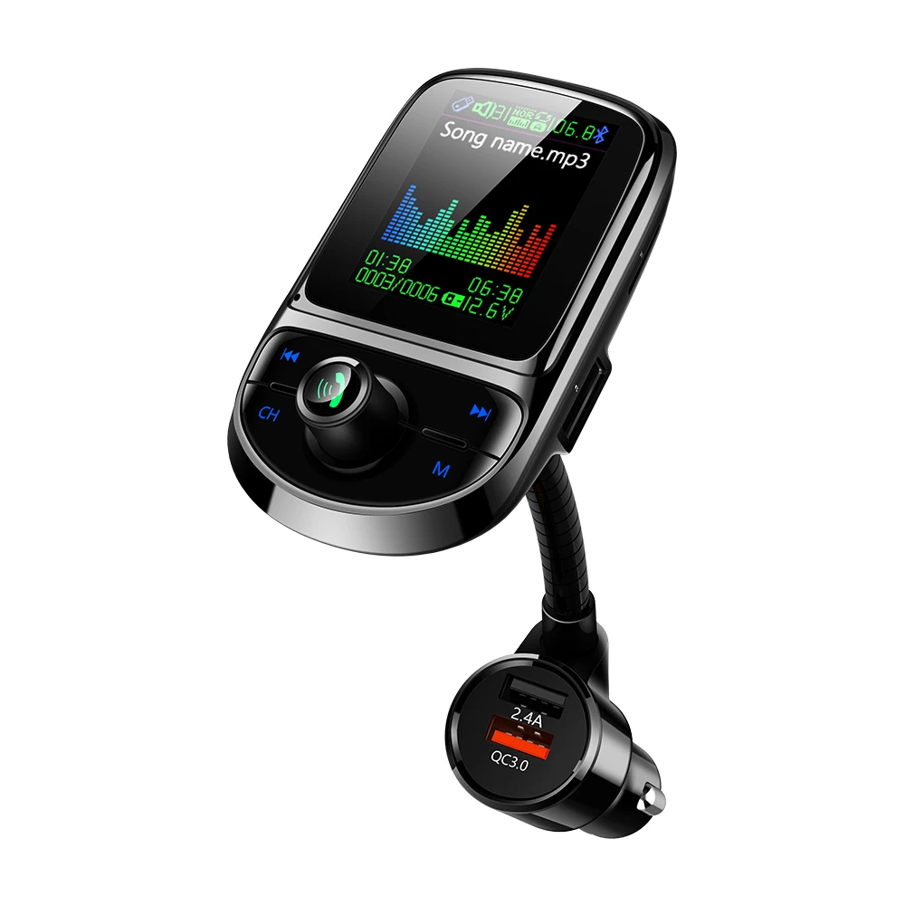 

Car bluetooth 5.0 FM transmitter bluetooth adapter battery voltage QC3.0 Usb charger with voice direction modulator car charger