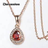 585 rose gold color pendant necklace for women red black cz heart water drop shaped pendant link chain jewelry gifts lgpm27