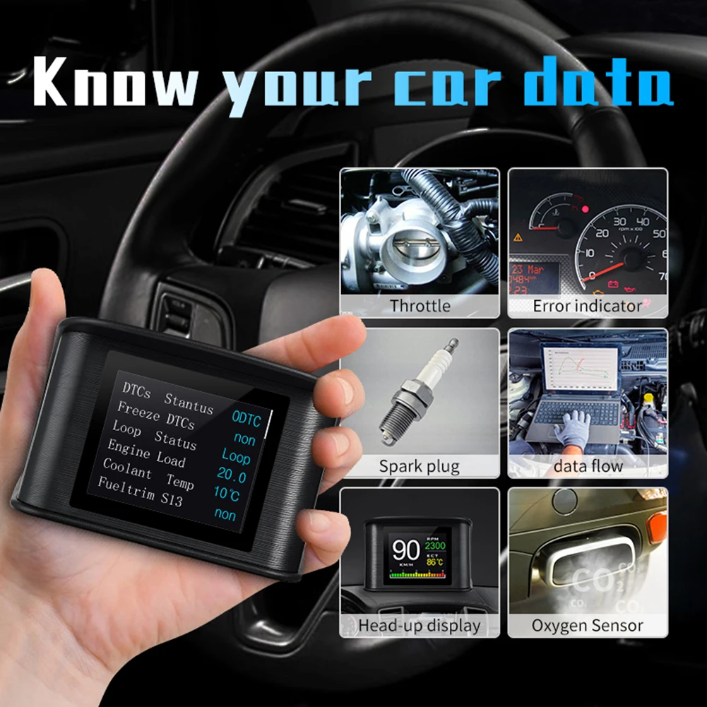 

P10 Universal LCD Car Large Screen Digital Head-Up GPS HD HUD Display Gauge Vehicle/Engine Speed Water & Oil Tank Temperature